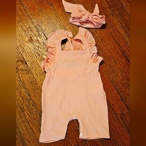 Pink Sleeveless Flutter Accent Jumper with Criss Cross Back Size 6-9 months
